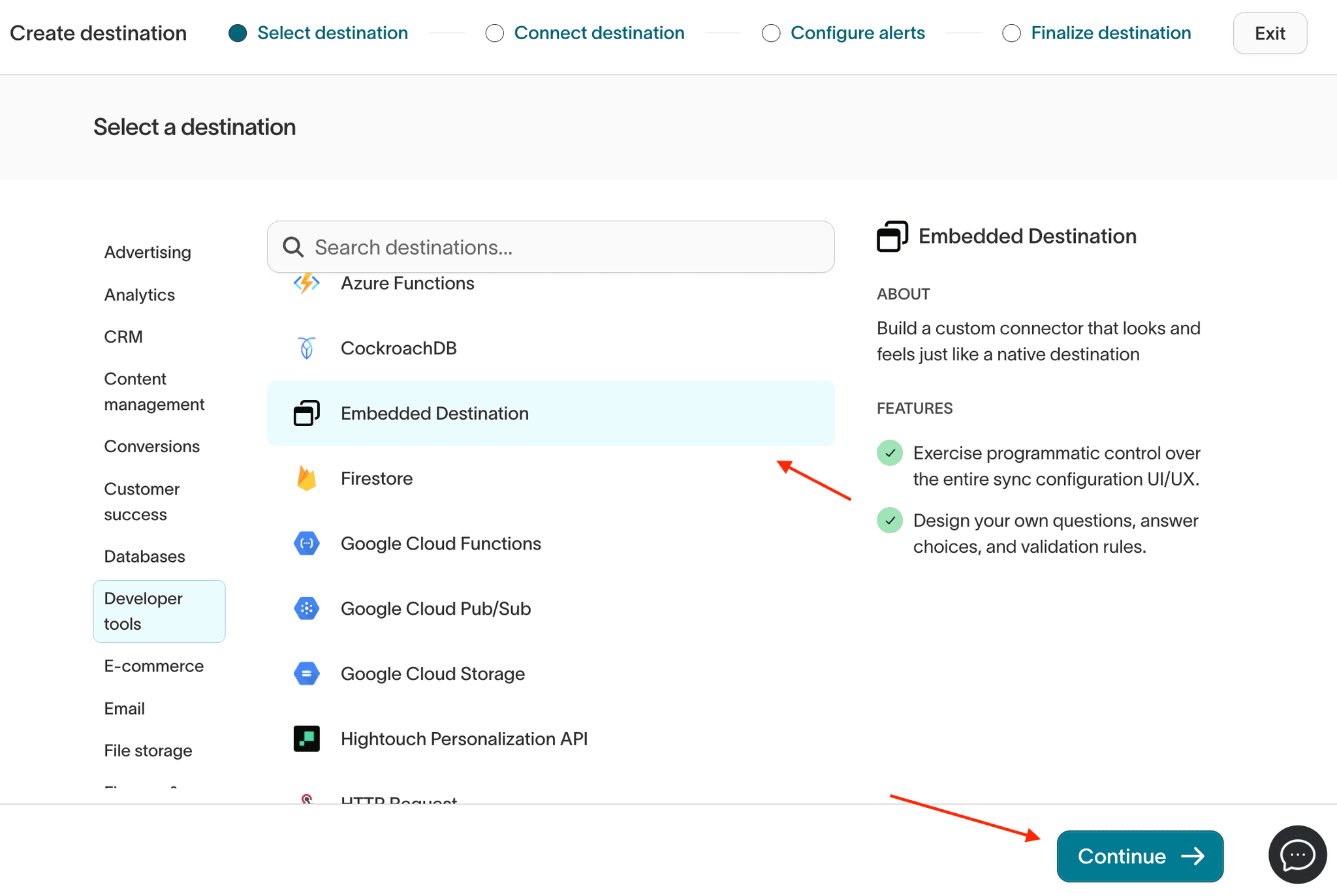 Select Embedded Destination